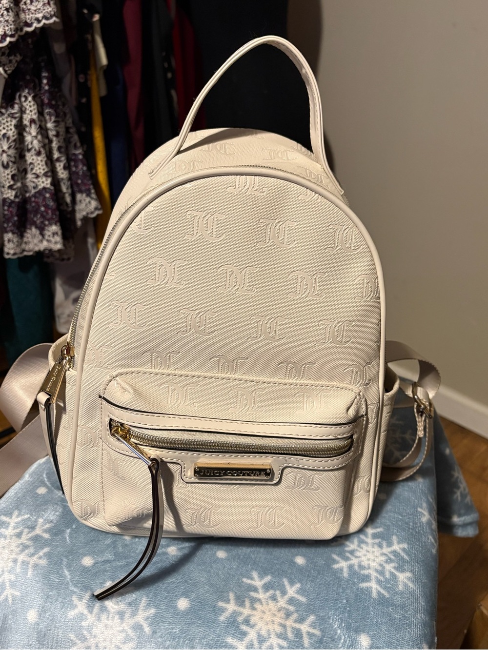 Juicy Couture Cream Embossed Mini Backpack